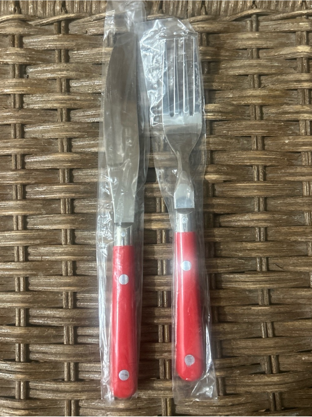 New MARDI GRAS Washington Forge Cherry Red Flatware 2 piece Vtg Lg Fork/Knife